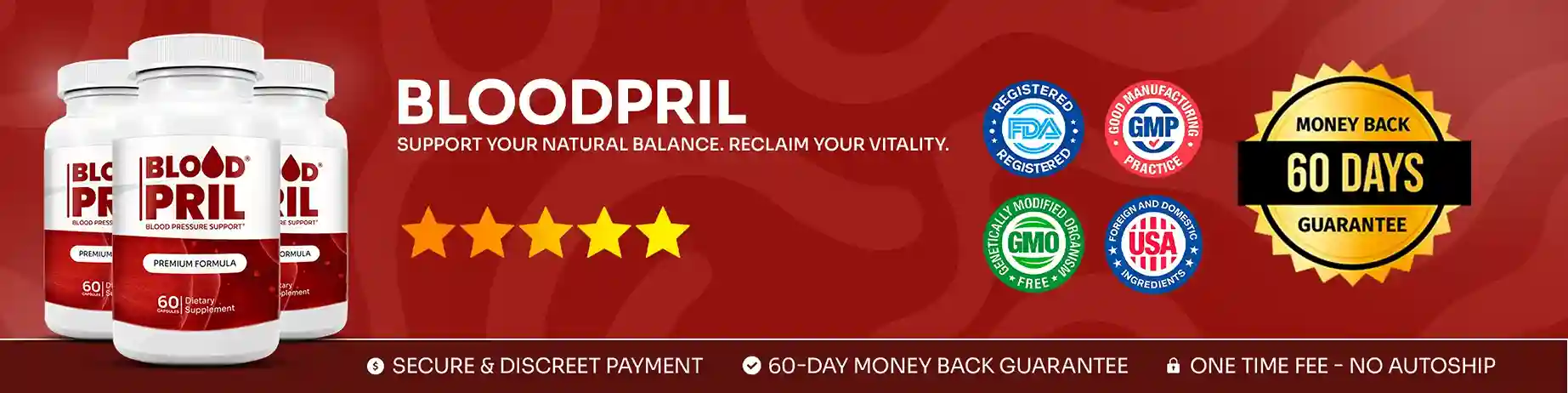 BloodPril Supplement - Natural Nitric Oxide Blood Pressure Support Formula